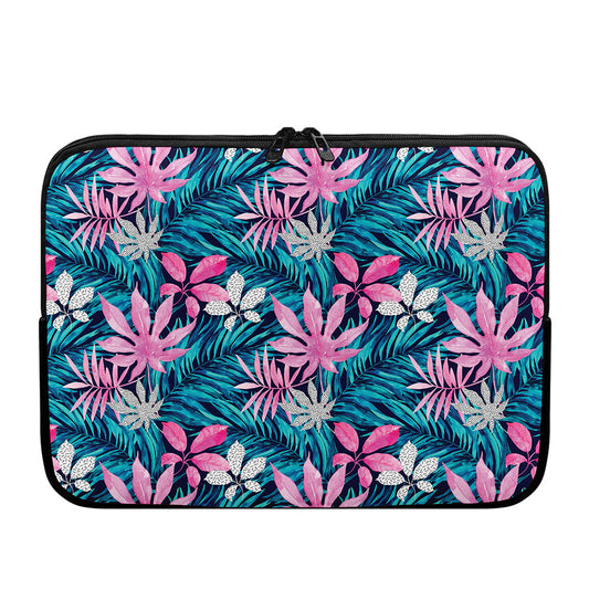 Blue And Pink Watercolor Hawaiian Print Laptop Sleeve