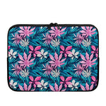 Blue And Pink Watercolor Hawaiian Print Laptop Sleeve
