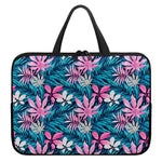 Blue And Pink Watercolor Hawaiian Print Laptop Sleeve With Handle