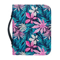 Blue And Pink Watercolor Hawaiian Print Leather Bible Cover