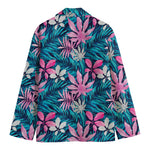 Blue And Pink Watercolor Hawaiian Print Men's Blazer