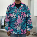 Blue And Pink Watercolor Hawaiian Print Men's Shirt Jacket