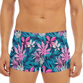 Blue And Pink Watercolor Hawaiian Print Men's Short Boxer Briefs