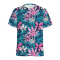 Blue And Pink Watercolor Hawaiian Print Men's Athletic T-Shirt
