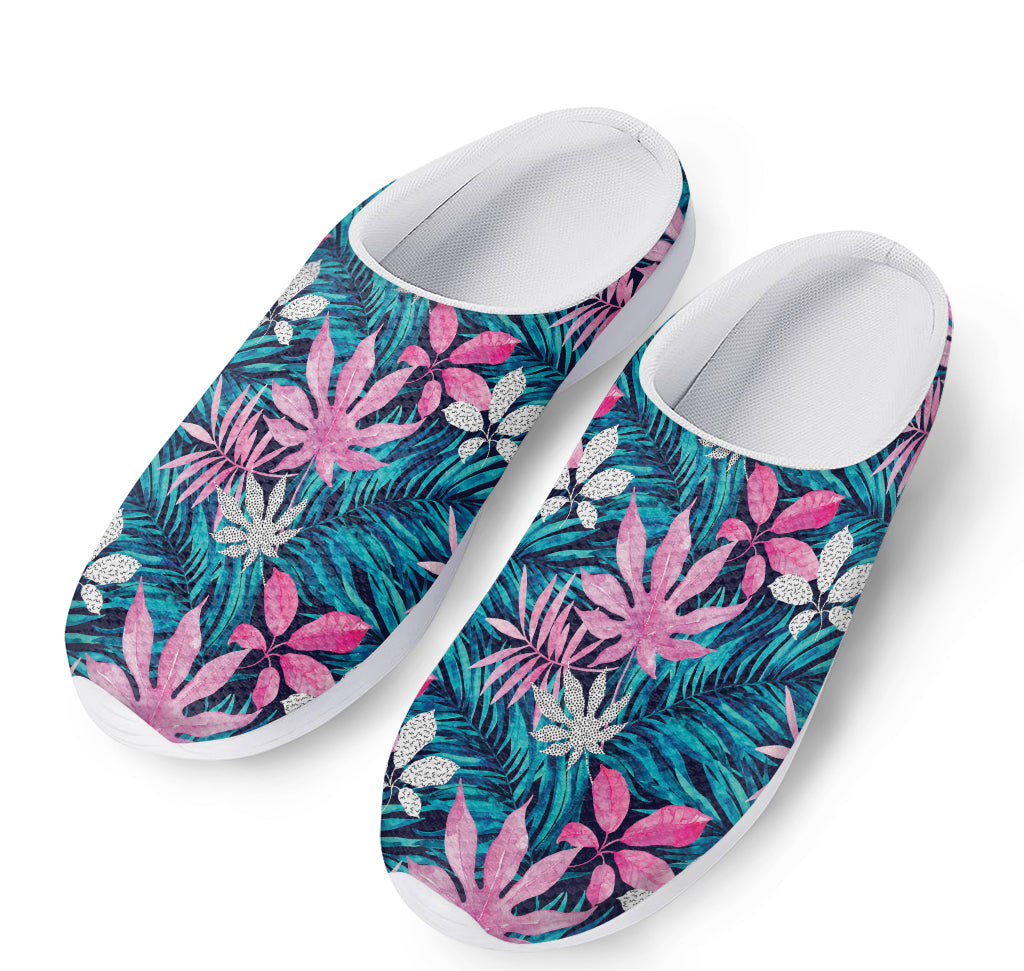 Blue And Pink Watercolor Hawaiian Print Mesh Casual Shoes