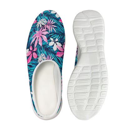 Blue And Pink Watercolor Hawaiian Print Mesh Casual Shoes