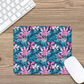 Blue And Pink Watercolor Hawaiian Print Mouse Pad