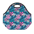 Blue And Pink Watercolor Hawaiian Print Neoprene Lunch Bag