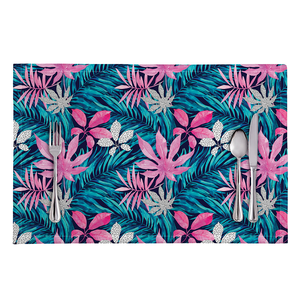 Blue And Pink Watercolor Hawaiian Print Placemat