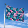Blue And Pink Watercolor Hawaiian Print Polyester Flag