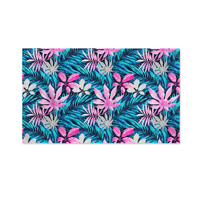 Blue And Pink Watercolor Hawaiian Print Polyester Flag
