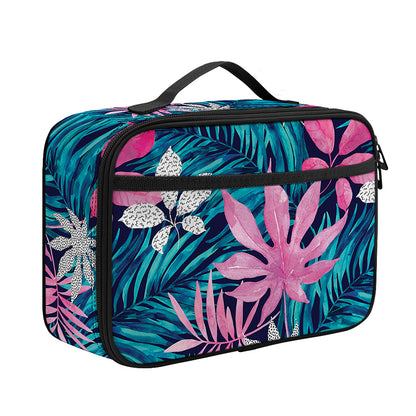 Blue And Pink Watercolor Hawaiian Print Portable Lunch Bag