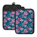 Blue And Pink Watercolor Hawaiian Print Pot Holders With Pocket