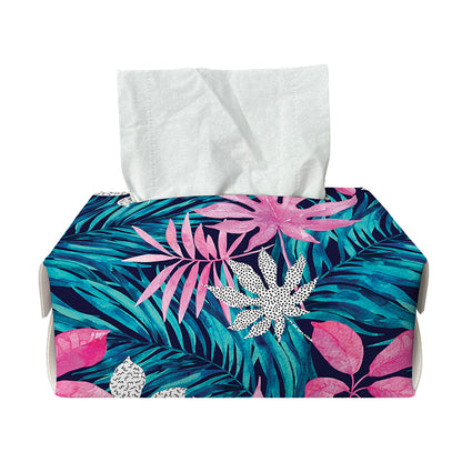 Blue And Pink Watercolor Hawaiian Print Rectangle Tissue Box Cover
