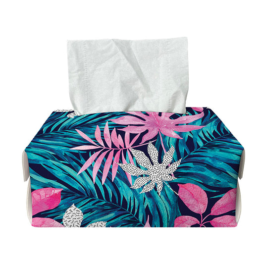 Blue And Pink Watercolor Hawaiian Print Rectangle Tissue Box Cover