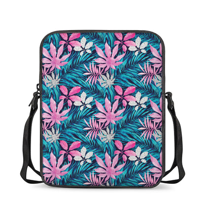 Blue And Pink Watercolor Hawaiian Print Rectangular Crossbody Bag
