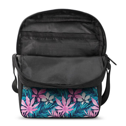 Blue And Pink Watercolor Hawaiian Print Rectangular Crossbody Bag