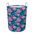 Blue And Pink Watercolor Hawaiian Print Round Laundry Basket