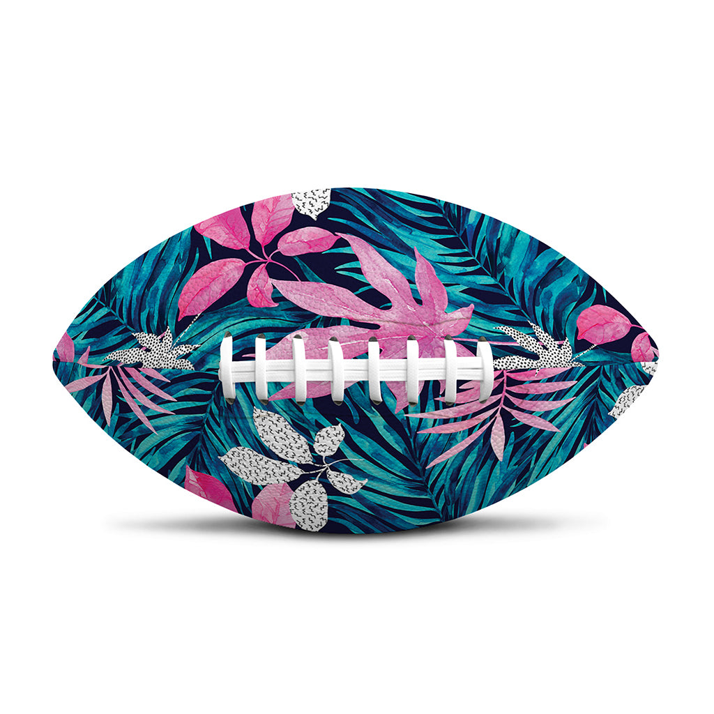 Blue And Pink Watercolor Hawaiian Print Rugby Ball