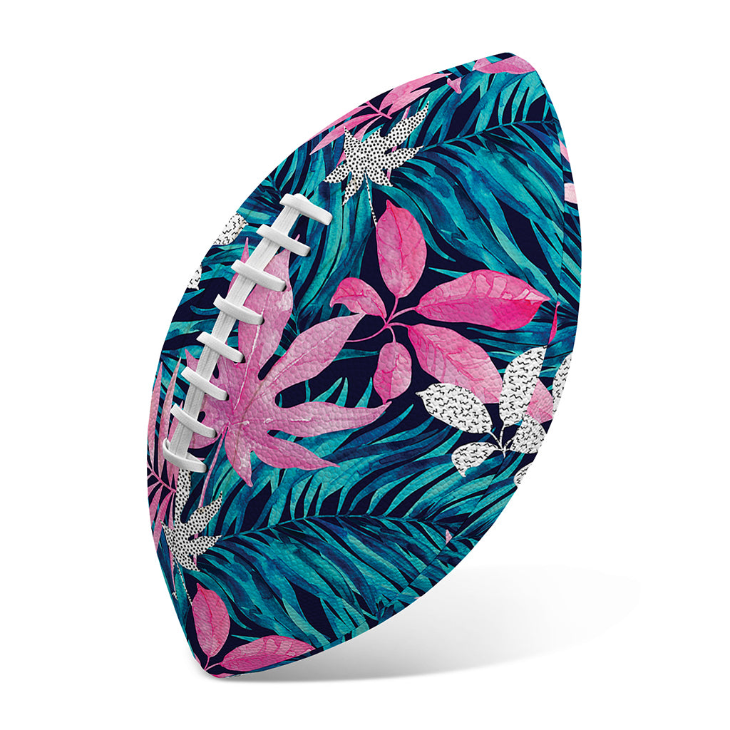 Blue And Pink Watercolor Hawaiian Print Rugby Ball
