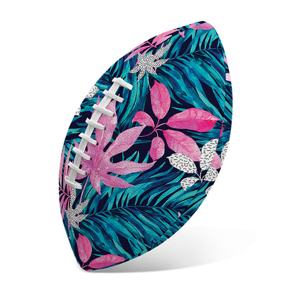 Blue And Pink Watercolor Hawaiian Print Rugby Ball