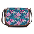 Blue And Pink Watercolor Hawaiian Print Saddle Bag