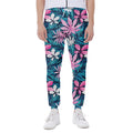 Blue And Pink Watercolor Hawaiian Print Joggers