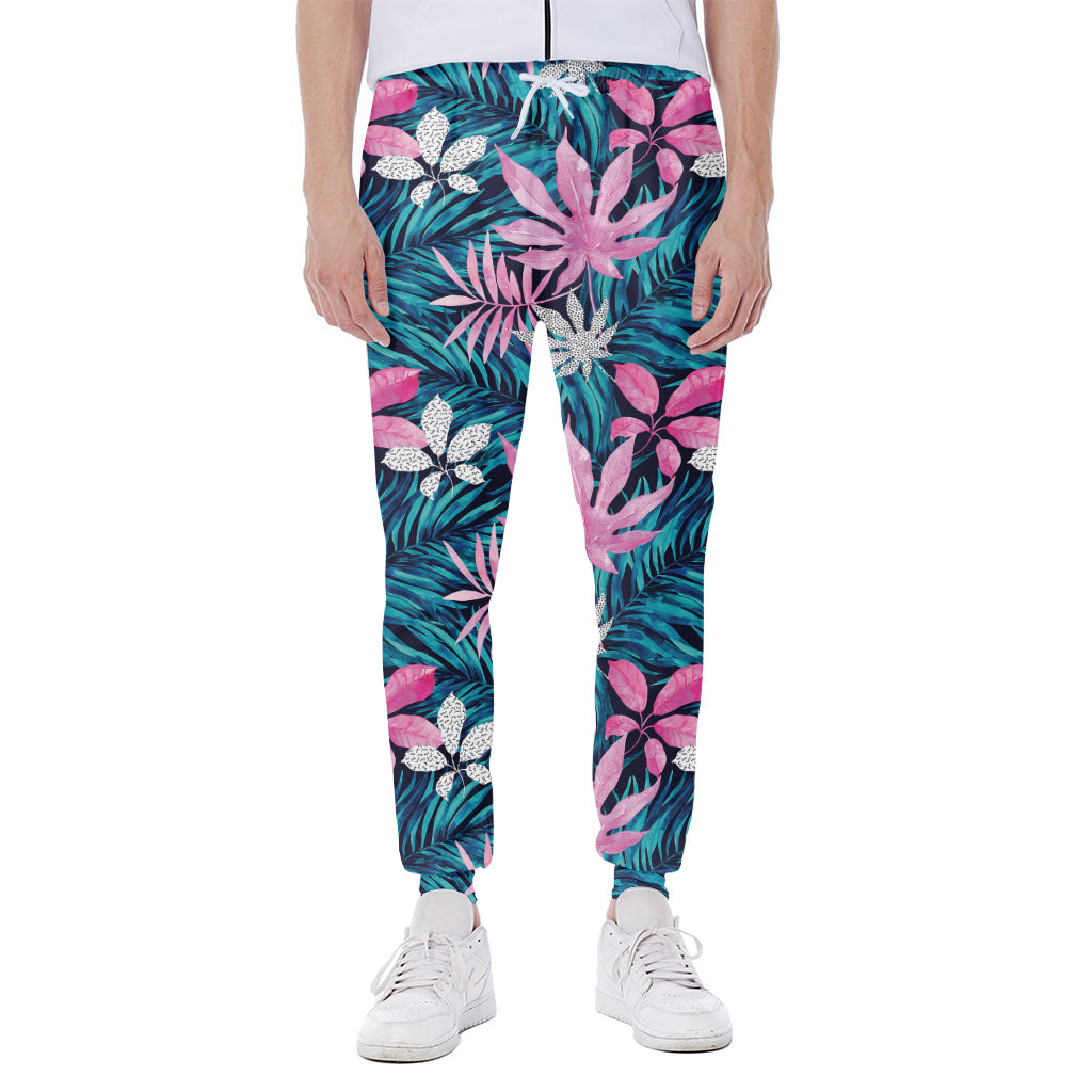 Blue And Pink Watercolor Hawaiian Print Scuba Joggers