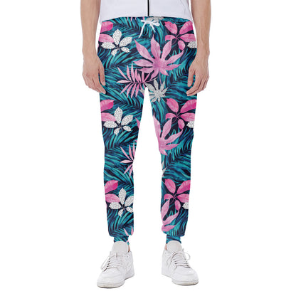 Blue And Pink Watercolor Hawaiian Print Scuba Joggers