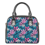 Blue And Pink Watercolor Hawaiian Print Shoulder Handbag