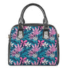 Blue And Pink Watercolor Hawaiian Print Shoulder Handbag