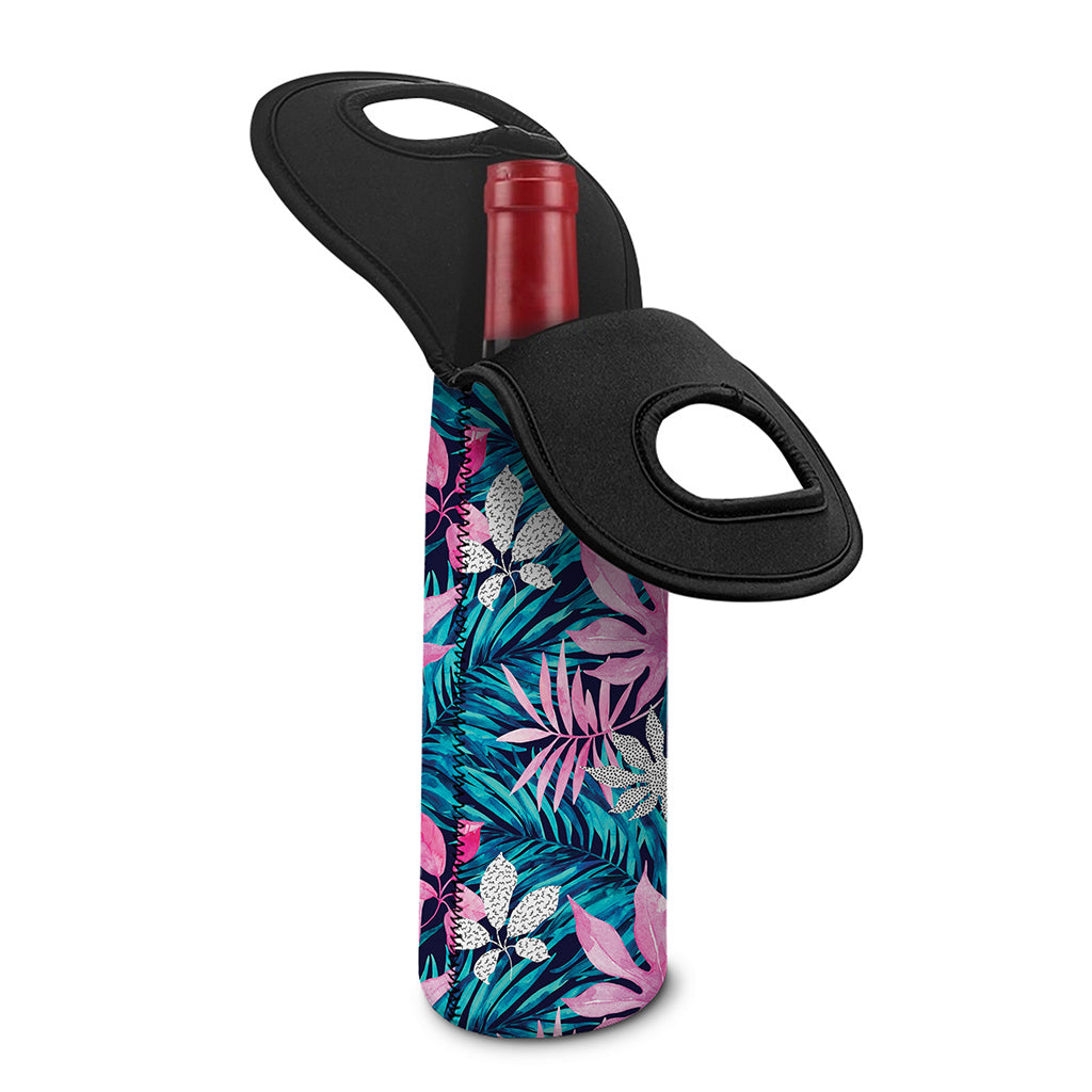 Blue And Pink Watercolor Hawaiian Print Single Neoprene Wine Tote