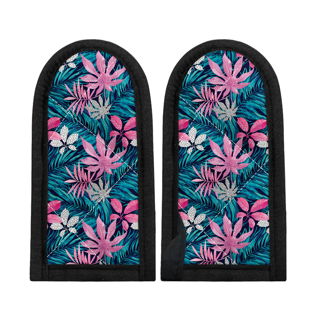 Blue And Pink Watercolor Hawaiian Print Skillet Handle Cover