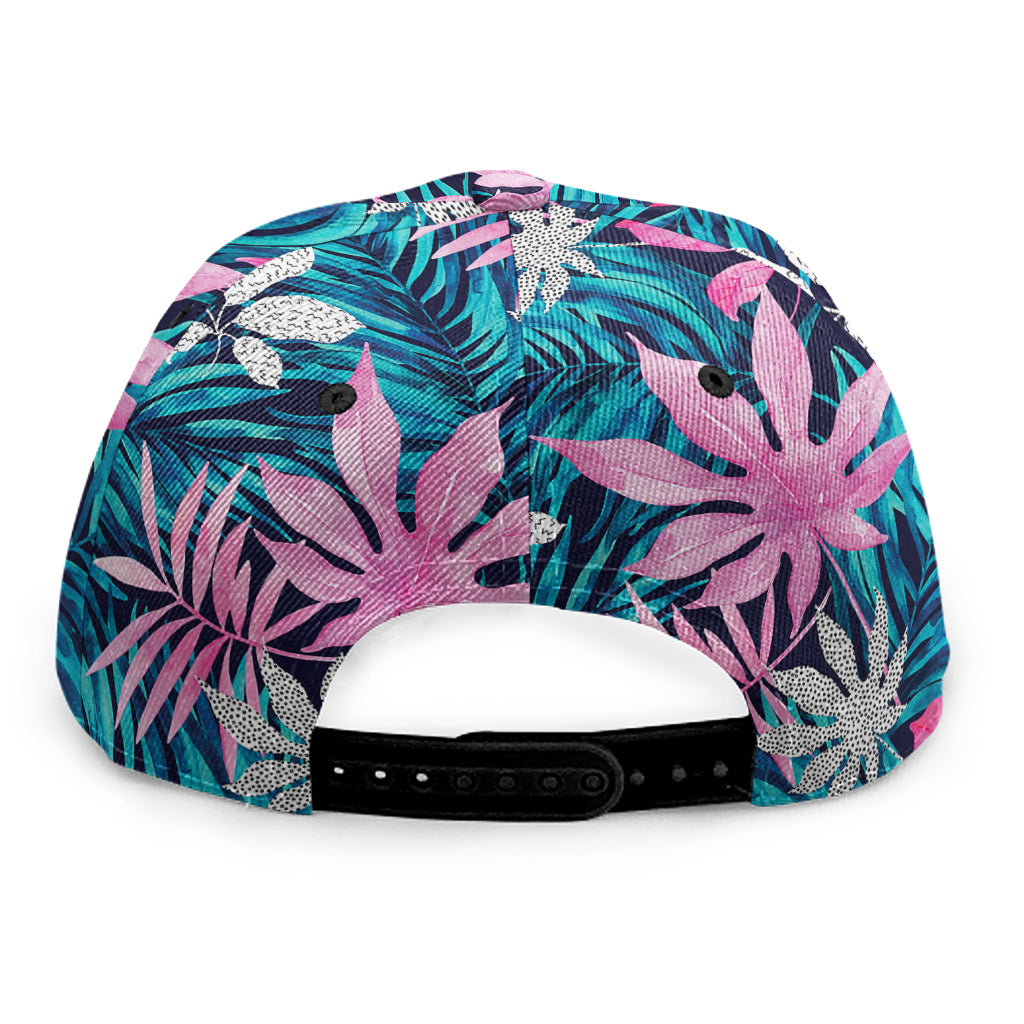 Blue And Pink Watercolor Hawaiian Print Snapback Cap