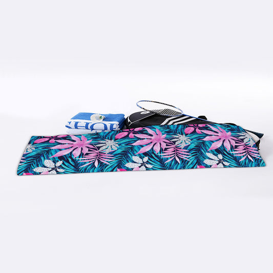 Blue And Pink Watercolor Hawaiian Print Sports Towel