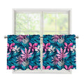 Blue And Pink Watercolor Hawaiian Print Tier Curtains