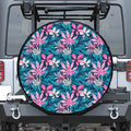 Blue And Pink Watercolor Hawaiian Print Tire Cover