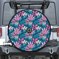 Blue And Pink Watercolor Hawaiian Print Tire Cover With Camera Hole