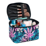 Blue And Pink Watercolor Hawaiian Print Travel Makeup Bag