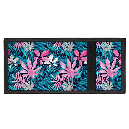 Blue And Pink Watercolor Hawaiian Print Trifold Wallet