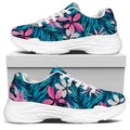 Blue And Pink Watercolor Hawaiian Print White Chunky Shoes