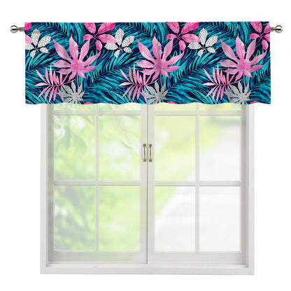 Blue And Pink Watercolor Hawaiian Print Window Valance