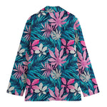 Blue And Pink Watercolor Hawaiian Print Women's Blazer