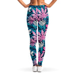 Blue And Pink Watercolor Hawaiian Print Women's Leggings