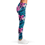 Blue And Pink Watercolor Hawaiian Print Women's Leggings