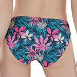 Blue And Pink Watercolor Hawaiian Print Women's Panties