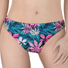 Blue And Pink Watercolor Hawaiian Print Women's Thong