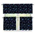 Blue And Purple Bubble Pattern Print 3 Piece Kitchen Curtains