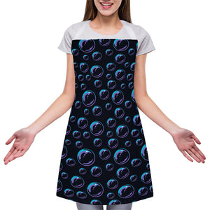 Blue And Purple Bubble Pattern Print Adjustable Apron