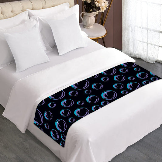 Blue And Purple Bubble Pattern Print Bed Runner